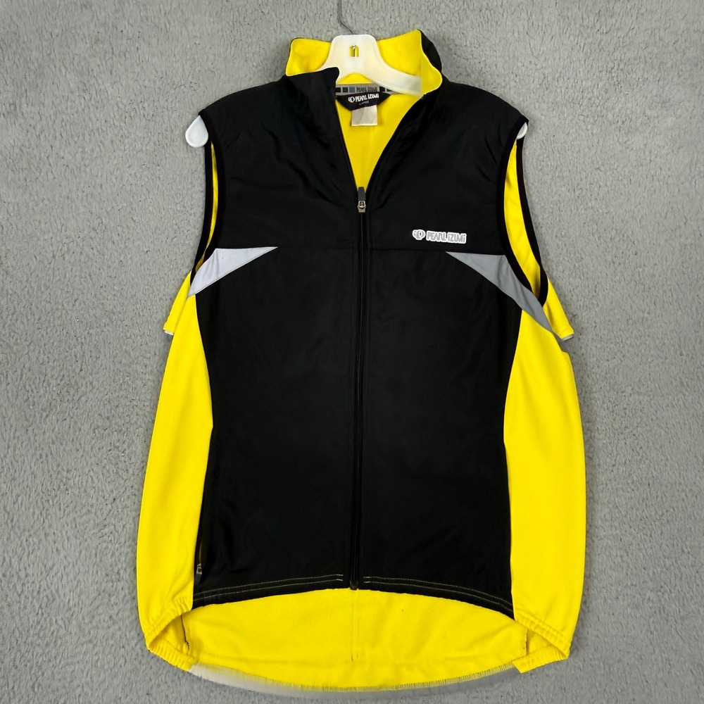 Pearl Izumi Mens Cycling Vest Large Yellow Black Reflective Full Zip 1114522